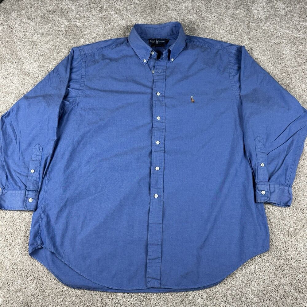 Ralph Lauren Mens Button Down Pinpoint Oxford Shirt 17.5 34 Yarmouth Flesh Pony